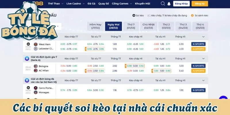 Các bí quyết soi kèo tại nhà cái chuẩn xác