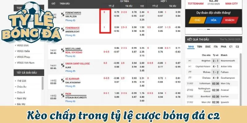 Tỷ Lệ Bóng Đá C2 - Cá Cược Hay Với Kèo Đa Dạng Mỗi Ngày 2 Kèo chấp trong tỷ lệ cược bóng đá C2