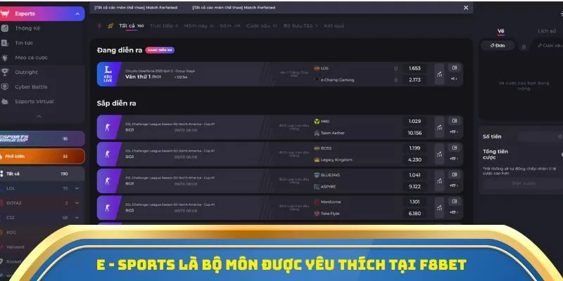 Nhà Cái F8Bet - Điểm Hẹn Cá Cược Thể Thao Đỉnh Cao Hiện Nay 2 E - sports là bộ môn được yêu thích tại F8Bet